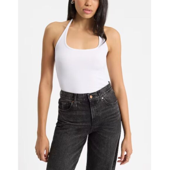 BP White Ribbed Scoop Neck Halter Top Size S/M NWT - Picture 1 of 2